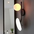 Afton Opal Glass Shade Bathroom Wall Light With Mirror In Black
