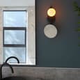 Afton Opal Glass Shade Bathroom Wall Light With Mirror In Black
