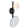 Afton Opal Glass Shade Bathroom Wall Light With Mirror In Black