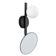 Afton Opal Glass Shade Bathroom Wall Light With Mirror In Black
