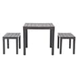 Aliza Plastic Garden Dining Table With 2 Benches In Brown