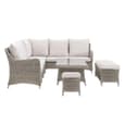 Allegan Outdoor Glass Top Dining Set With Cushion In Salt Spray