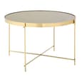 Alluras Round Large Black Glass Dining Table In Bronze Frame
