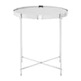 Alluras Round Small Black Glass Dining Table In Silver Frame