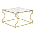 Alluras Small Clear Glass Coffee Table With Curved Gold Frame