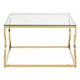 Alluras Small Clear Glass Coffee Table With Curved Gold Frame