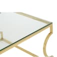 Alluras Small Clear Glass Coffee Table With Curved Gold Frame