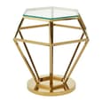 Alluras Small Clear Glass End Table With Diamond Gold Frame