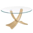 Anfossi Round Clear Glass Coffee Table With Oak Legs