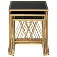 Arezza Black Glass Top Nest Of 3 Tables With Gold Steel Frame