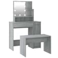 Arles Wooden Dressing Table Set In Grey Sonoma Oak With LED