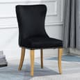 Arvada Jet Black Velvet Dining Chairs With Oak Legs In Pair
