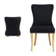Arvada Jet Black Velvet Dining Chairs With Oak Legs In Pair