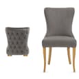 Arvada Steel Grey Velvet Dining Chairs With Oak Legs In Pair
