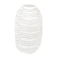 Attica Large Glass Hand Blown Carved Vase In White