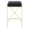 Azaltro Black Velvet Bar Stool With Gold Steel Frame