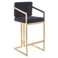 Azaltro Black Velvet Bar Stools With Gold Metalframe In Pair