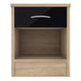 Babylon Wooden Bedroom Set 2 Black Gloss Doors Wardrobe In Oak