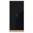 Babylon Wooden Bedroom Set 2 Black Gloss Doors Wardrobe In Oak