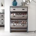 Balcombe Wooden Shoe Storage Cabinet With 2 Flap Doors In Grey
