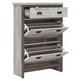 Balcombe Wooden Shoe Storage Cabinet With 2 Flap Doors In Grey