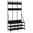 Barrie Wooden Clothes Rack With Shoe Storage In Black