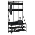 Barrie Wooden Clothes Rack With Shoe Storage In Black