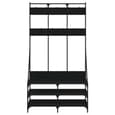 Barrie Wooden Clothes Rack With Shoe Storage In Black