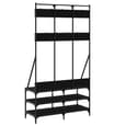 Barrie Wooden Clothes Rack With Shoe Storage In Black