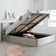 Beano Fabric Ottoman Small Double Bed In Steel Crushed Velvet