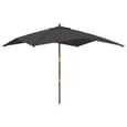 Belle Fabric Garden Parasol In Anthracite With Wooden Pole
