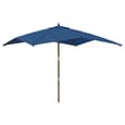 Belle Fabric Garden Parasol In Azure Blue With Wooden Pole