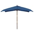Belle Fabric Garden Parasol In Azure Blue With Wooden Pole