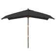 Belle Fabric Garden Parasol In Black With Wooden Pole