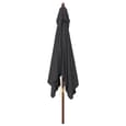 Belle Fabric Garden Parasol In Black With Wooden Pole