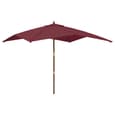 Belle Fabric Garden Parasol In Bordeaux Red With Wooden Pole