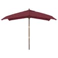 Belle Fabric Garden Parasol In Bordeaux Red With Wooden Pole