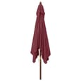 Belle Fabric Garden Parasol In Bordeaux Red With Wooden Pole