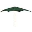 Belle Fabric Garden Parasol In Green With Wooden Pole