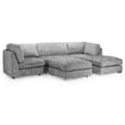 Bismarck Velvet Fullback U Shaped Corner Sofa In Platinum