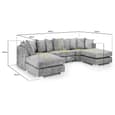 Bismarck Velvet Scatterback U Shaped Corner Sofa In Platinum