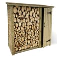 Blackfriars Wooden Garden Log Store With Tool Store In Natural