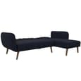 Brittan Fabric Corner Sofa Bed With Wooden Legs In Navy Blue