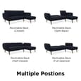 Brittan Fabric Corner Sofa Bed With Wooden Legs In Navy Blue