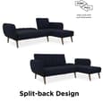 Brittan Fabric Corner Sofa Bed With Wooden Legs In Navy Blue