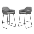 Brooks Grey Faux Leather Bar Chairs With Anthracite Legs In Pair