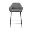 Brooks Grey Faux Leather Bar Chairs With Anthracite Legs In Pair