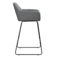 Brooks Grey Faux Leather Bar Chairs With Anthracite Legs In Pair