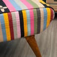 Cafenos Fabric Footstool With Oak Legs In Multicolour