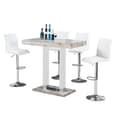 Caprice Grey Oak Effect Bar Table With 4 Ripple White Stools